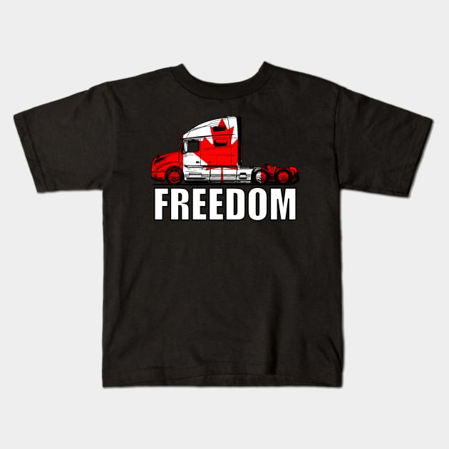 Freedom Convoy - Canadian Truck Kids T-Shirt by Malicious Defiance